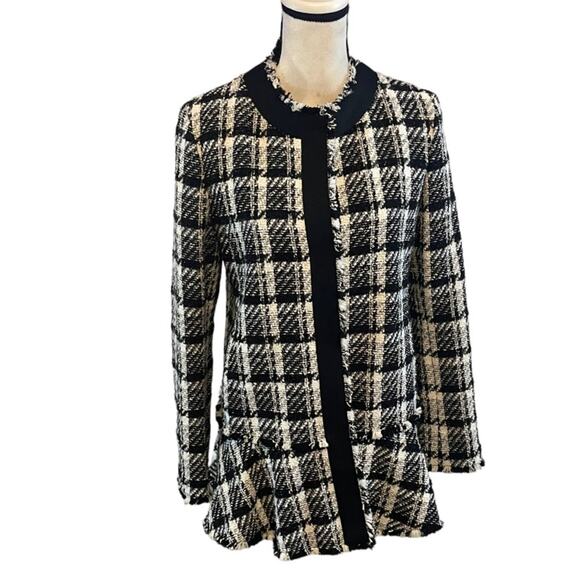 Akris Punto Tweed Blazer Jacket Long Peplum S/M - Picture 4 of 10